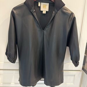 Emily McCarthy The Poppy Black Vegan Leather top